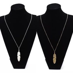 Women’s Feather Pendant Gold or Silver Fnish